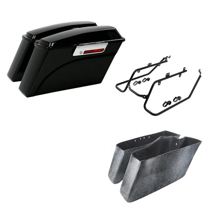 Hard Saddlebags with Conversion Bracket Kit for 2008-2017 Harley Dyna Fat Bob