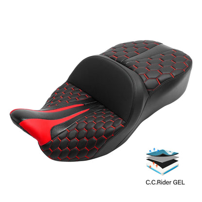 Gel Seat Featuring Red Stitching for Harley Touring 2009–2023