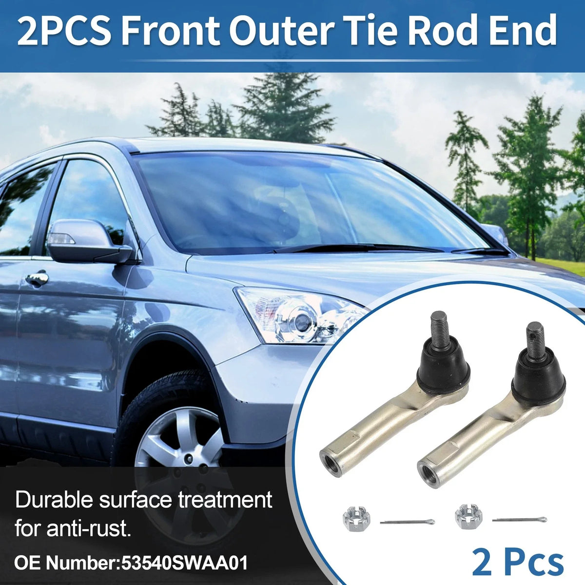2X Front Outer Tie Rod End Links for Honda CR-V (2007–2011) No. 53540SWAA01