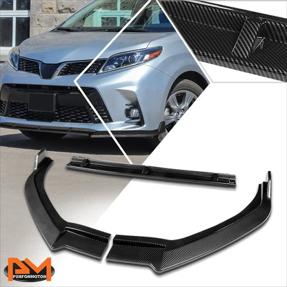 Front Bumper Lip MP-Style for 2018-2020 Toyota Sienna - Carbon Fiber Look