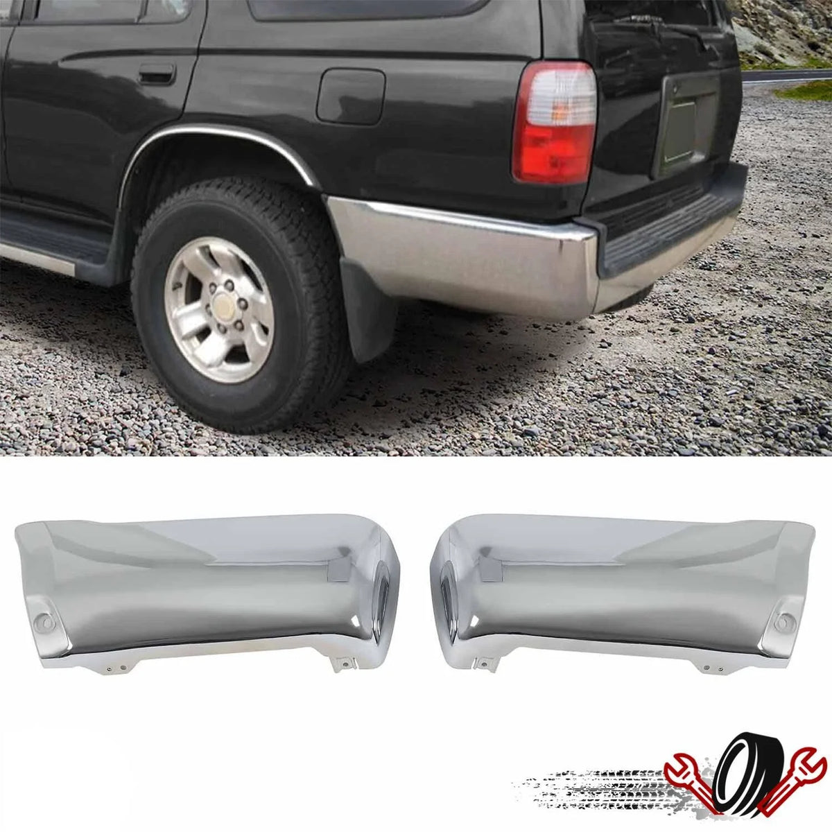 Set of 2 Chrome Bumper End Caps for Toyota 4Runner (1996–2002)
