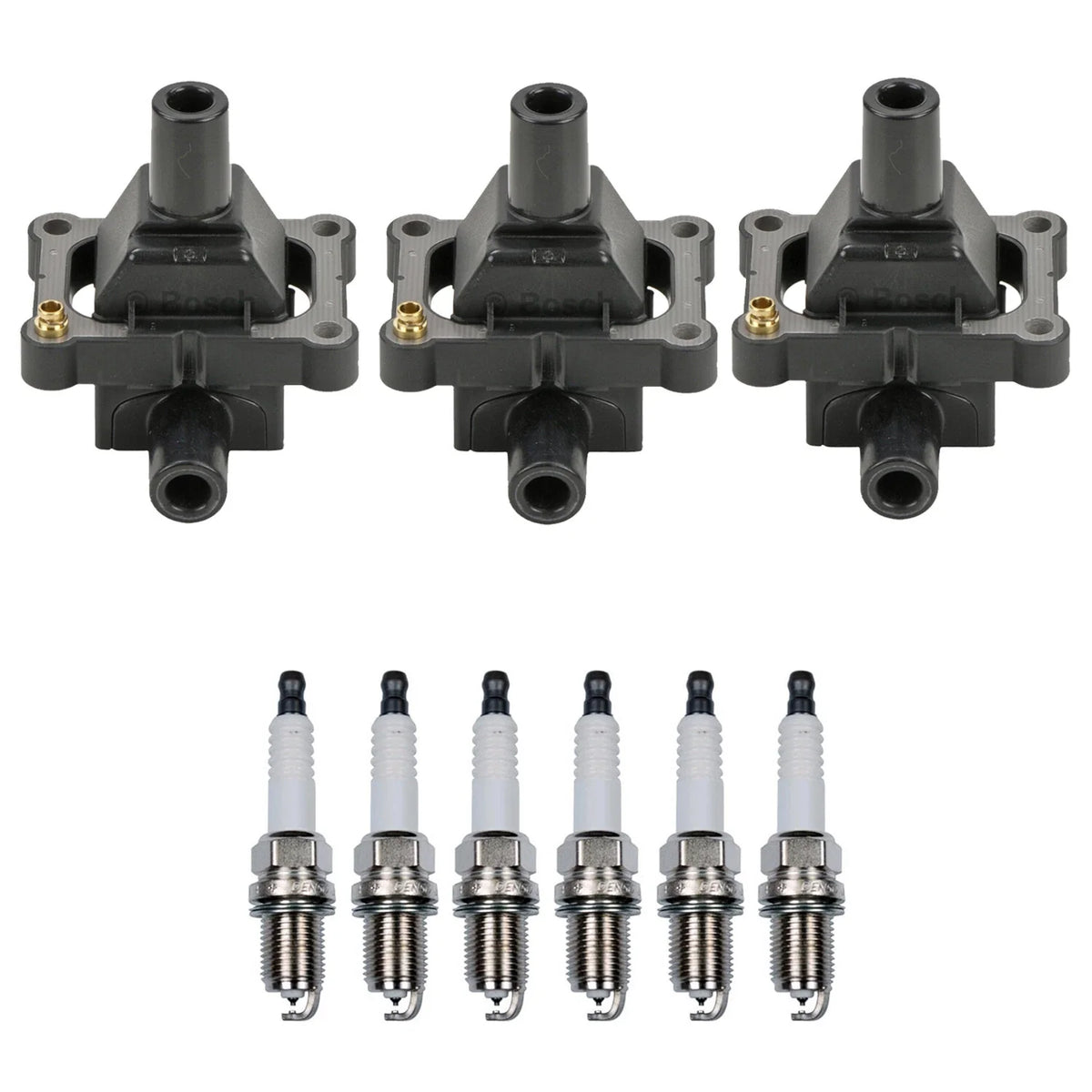 Set of 3 Ignition Coils & 6 Platinum Spark Plugs for Mercedes W124 W202 R129