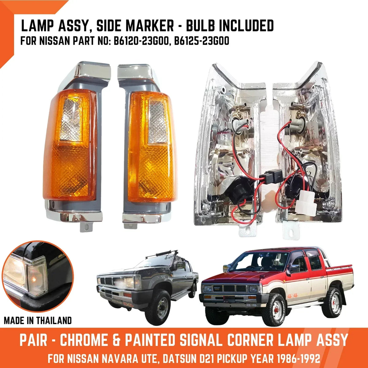Chrome Grey Corner Turn Signal Light for D21 Nissan Navara (86-92)