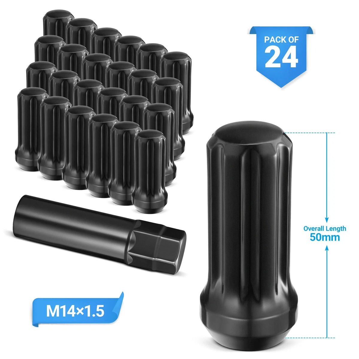 24x Spline Lug Nut Kit for Super Duty (Fits Various Models)