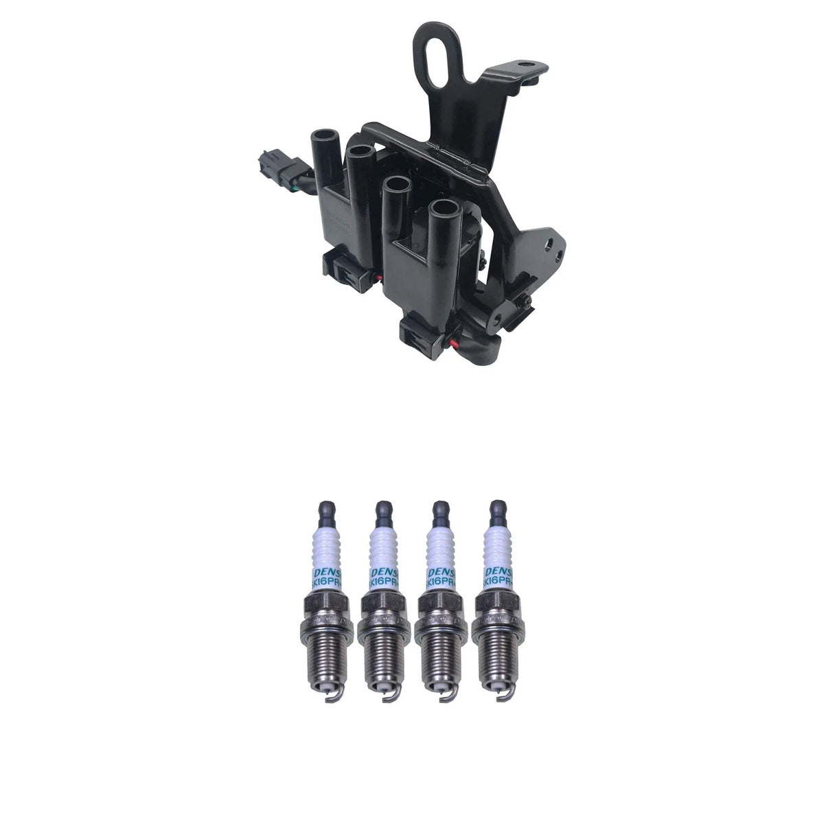 Set of 4 Hitachi Ignition Coils & Denso Iridium Spark Plugs for Elantra (2011–2016)