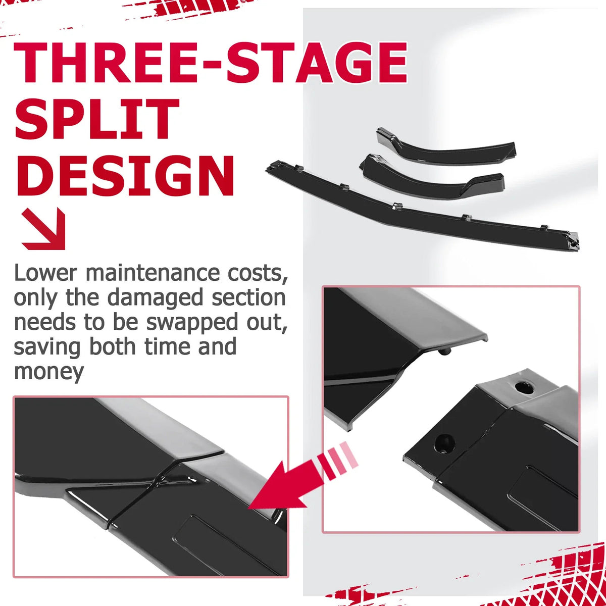 Bumper Lip Splitter Glossy Black for Benz C Class W204 (2012–2014)