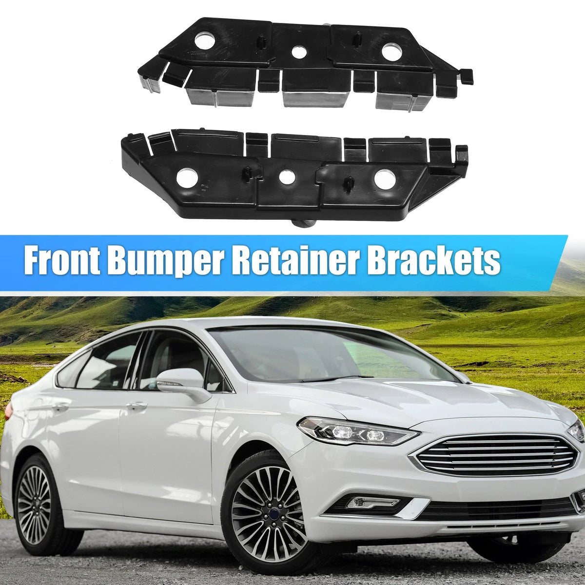 1 Pair Front Bumper Bracket for Ford Fusion (2013) DS7Z-17C947-B Plastic Black