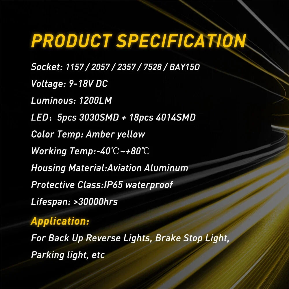 2-Pack 1157 Amber Yellow LED Signal Bulbs for Toyota Hilux N70