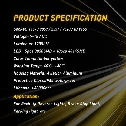2-Pack 1157 Amber Yellow LED Signal Bulbs for Toyota Hilux N70