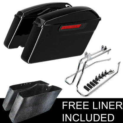 Hard Saddlebags & Chrome Bracket Kit for Harley Softail 2000-2023