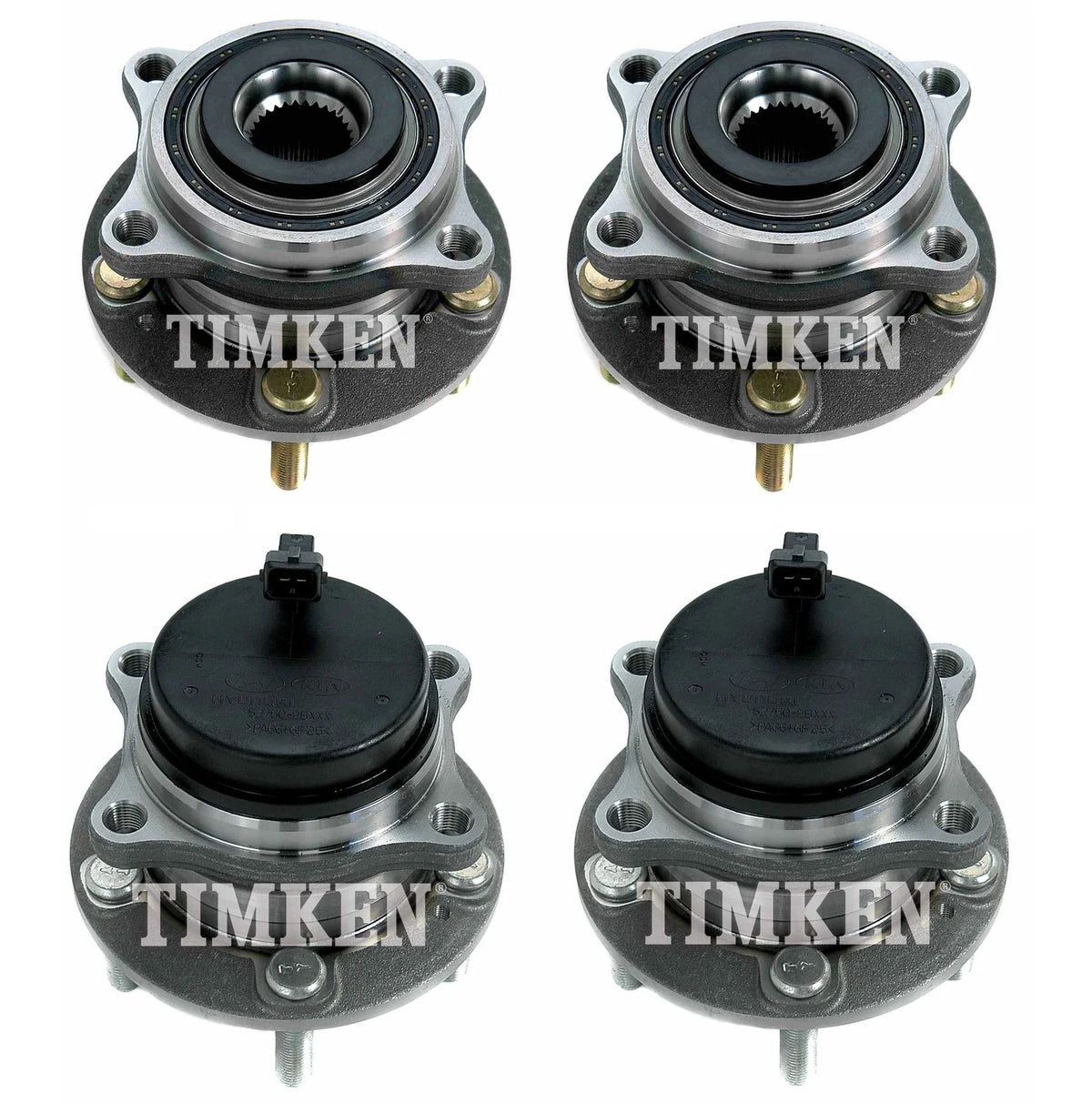 Front and Rear Wheel Bearing & Hub Assembly Kit for Santa Fe, Sorento (FWD)