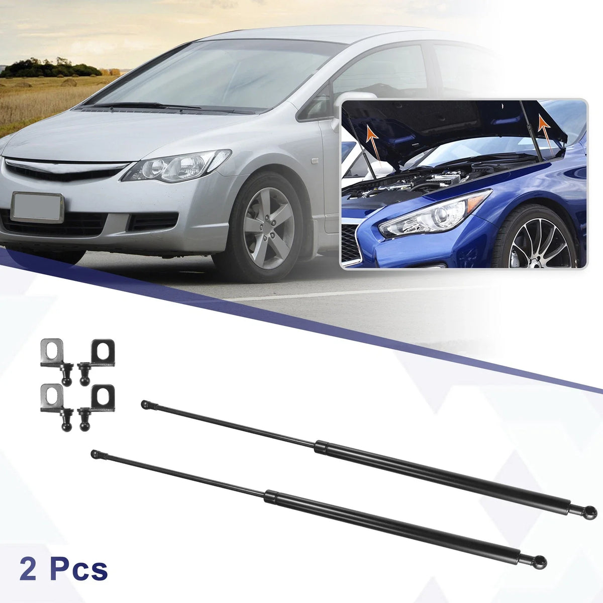 2X Front Hood Lift Supports Struts for Honda Civic (2005–2011)