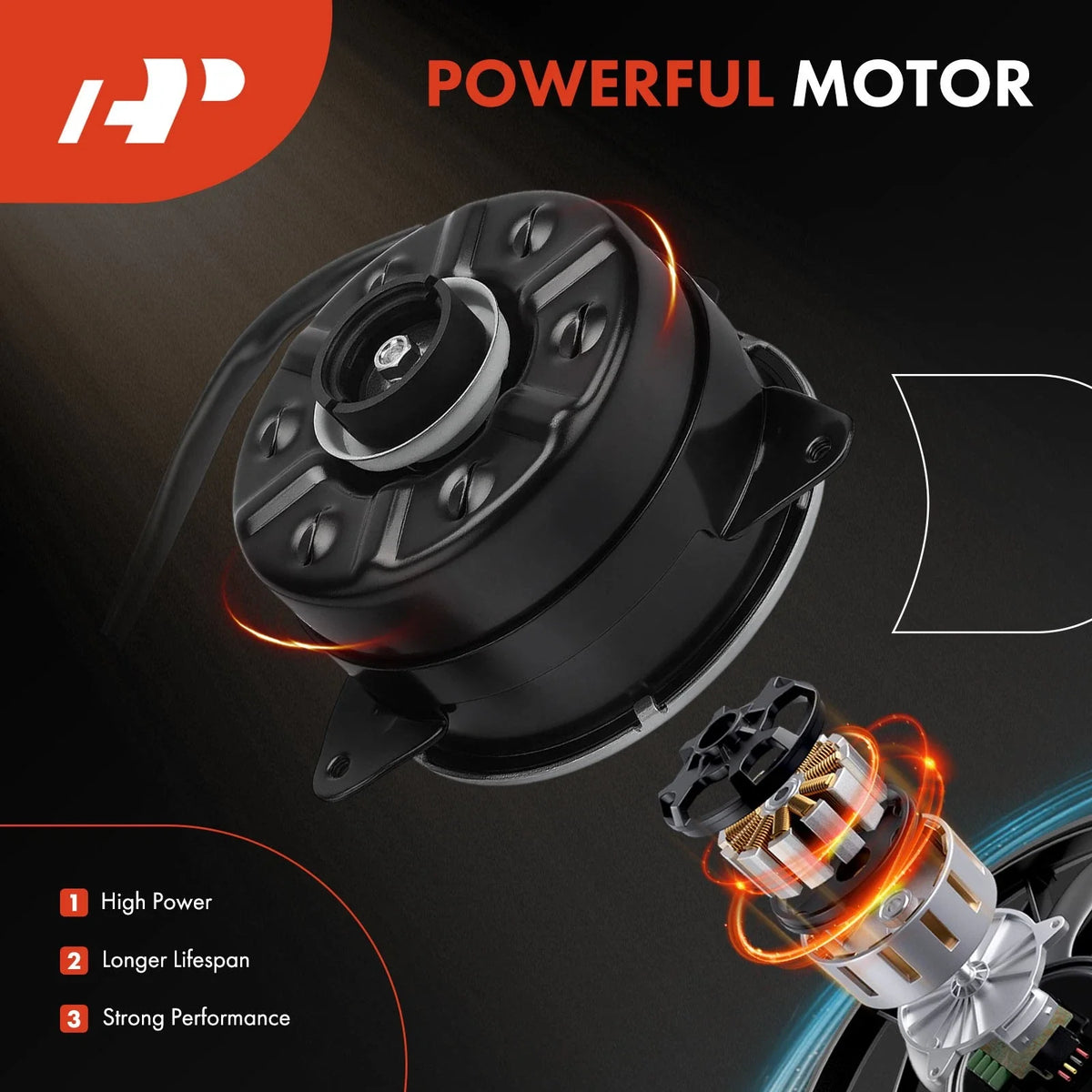 Left Fan Motor for Radiator - Honda Pilot, Ridgeline 2009-2015