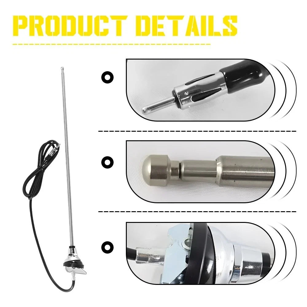 Truck AM/FM Radio Antenna - Round Base, 3-Section, Retractable