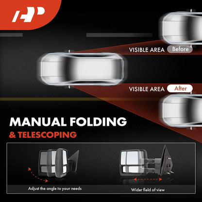 Manual Towing Mirrors - Heated & Foldable for Ford F-150 (2004–2014)
