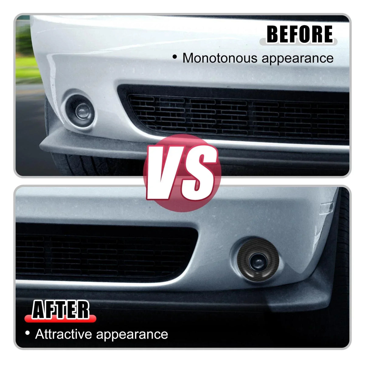 2 x Front Fog Light Trim Covers in Black for 2015-2020 Dodge Challenger
