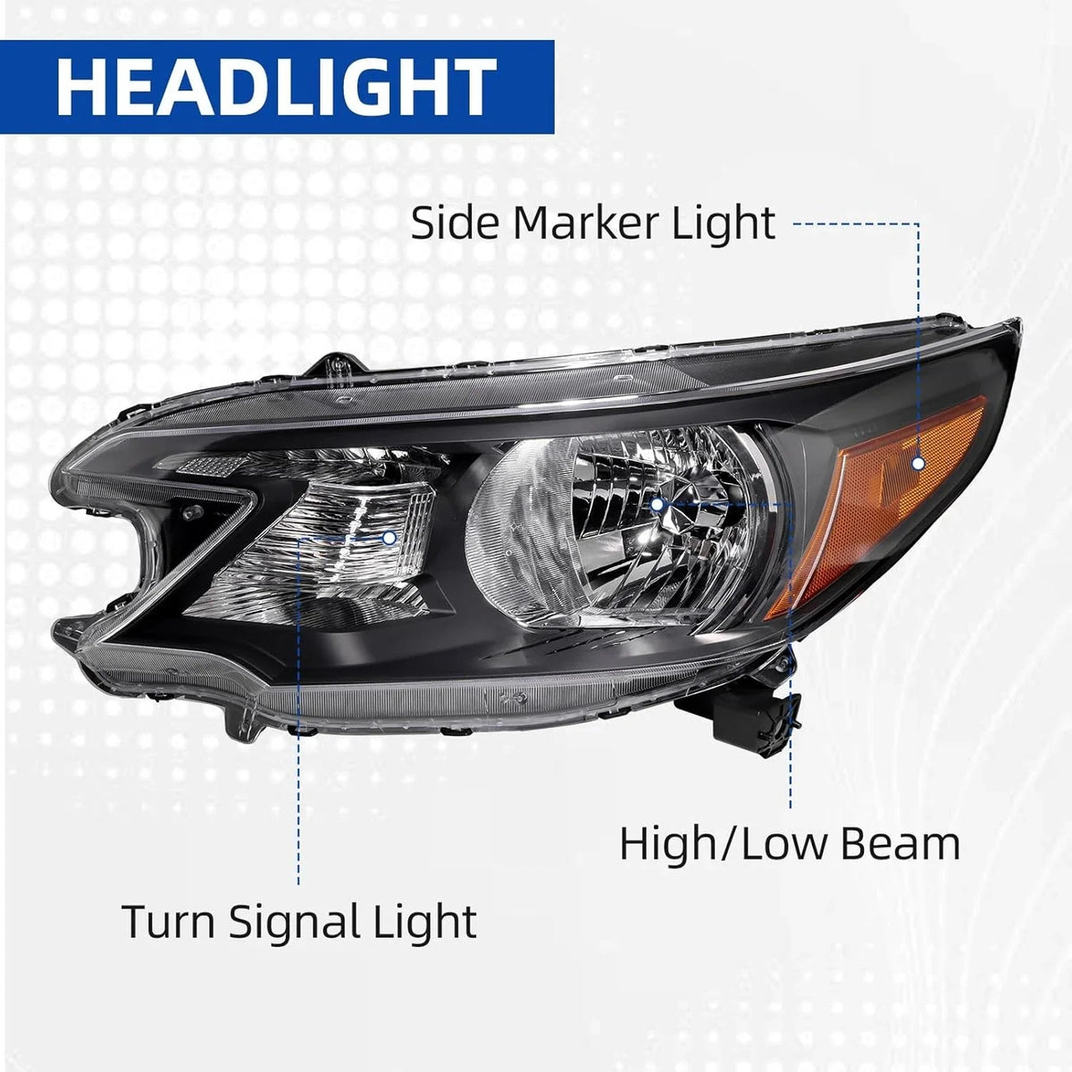 Left Driver Side Halogen Headlight for Honda CR-V (2012–2014)