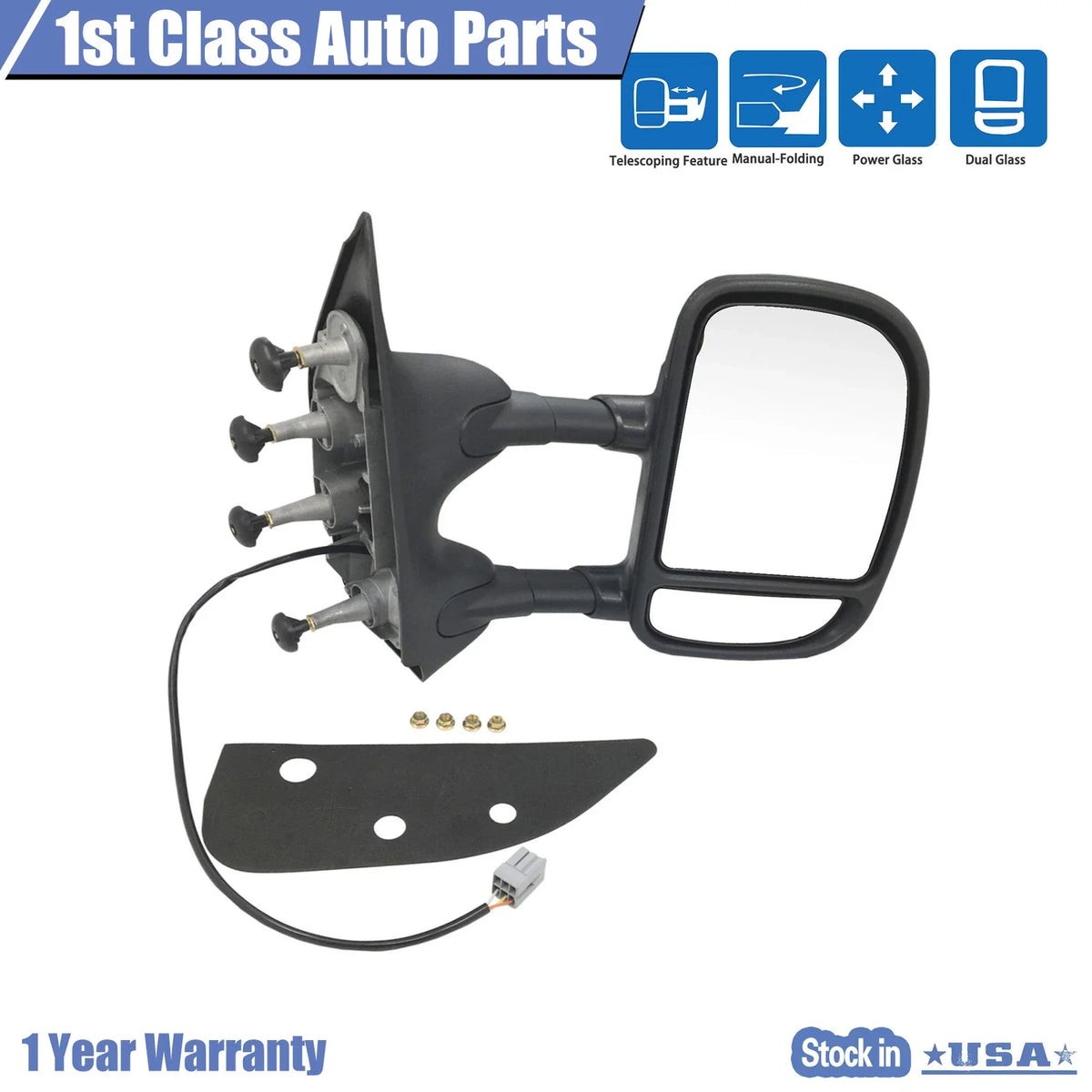 Right Towing Power Mirror for Ford E350 Van (2009–2016)