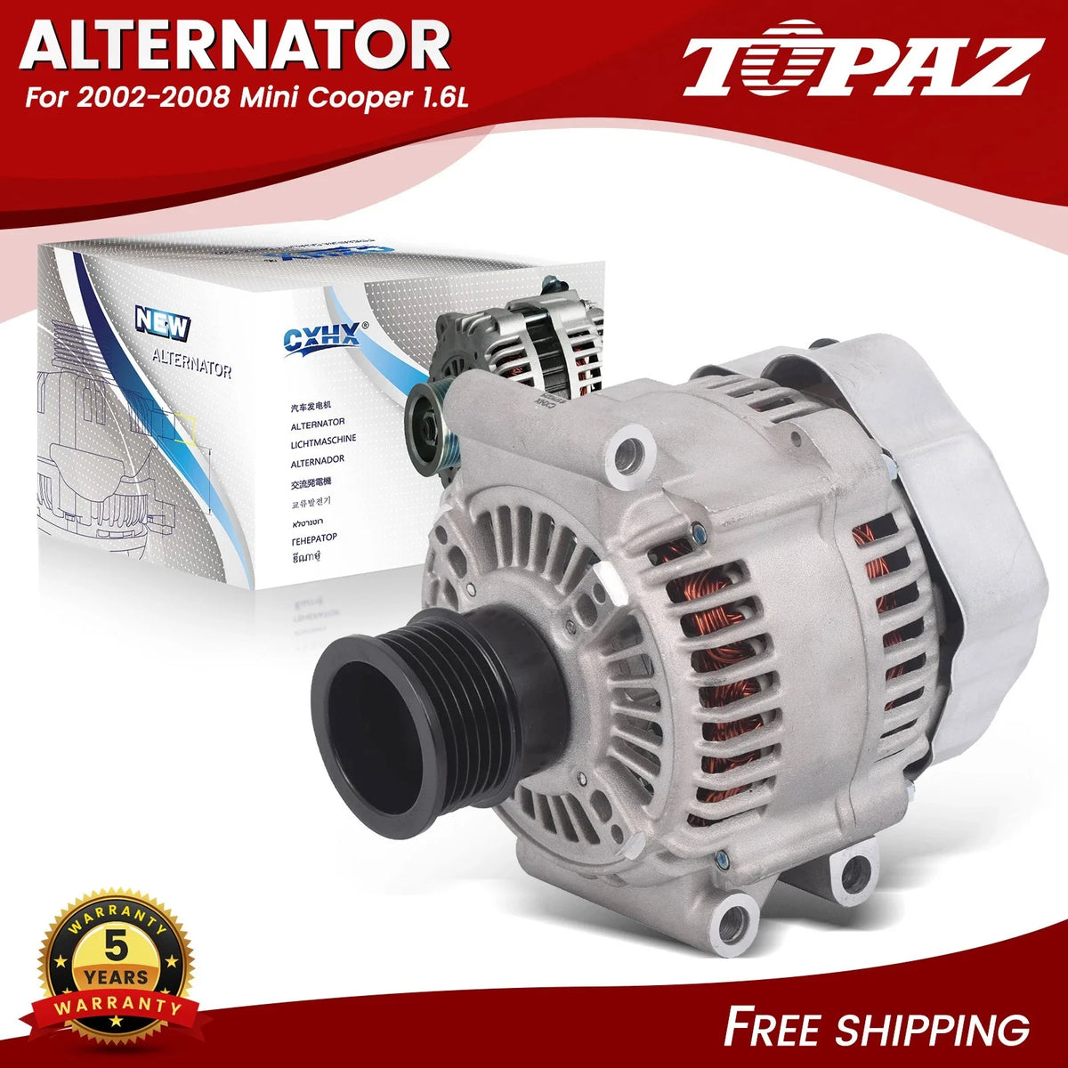 Alternator for Mini Cooper (2002–2008) 105A 12V 6-Groove Pulley