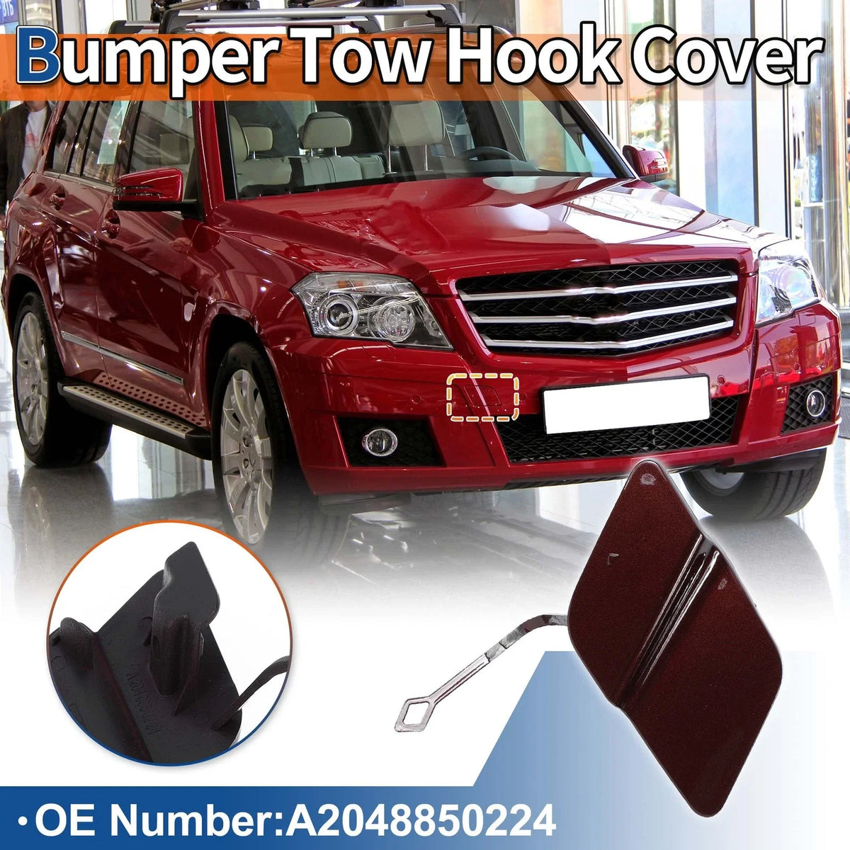 Tow Hook Cover for Mercedes-Benz GLK350 (2010–2015) No.A2048850224 Red