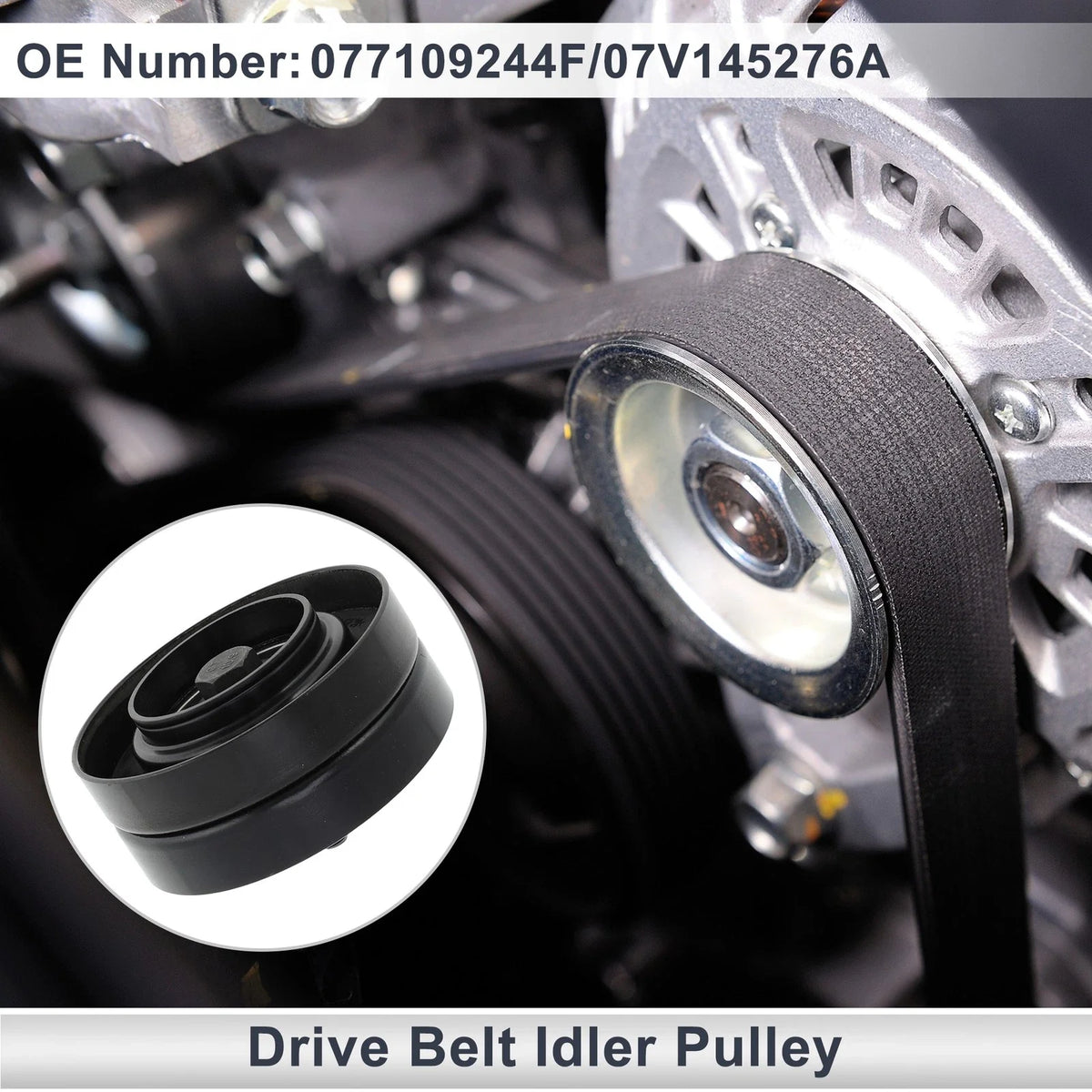 Drive Belt Idler Pulley for Volkswagen Touareg (2002–2006) No. 077109244F Black