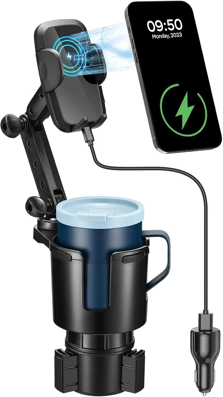 3-in-1 Wireless Charger Car Cup Holder Adapter for Smartphone