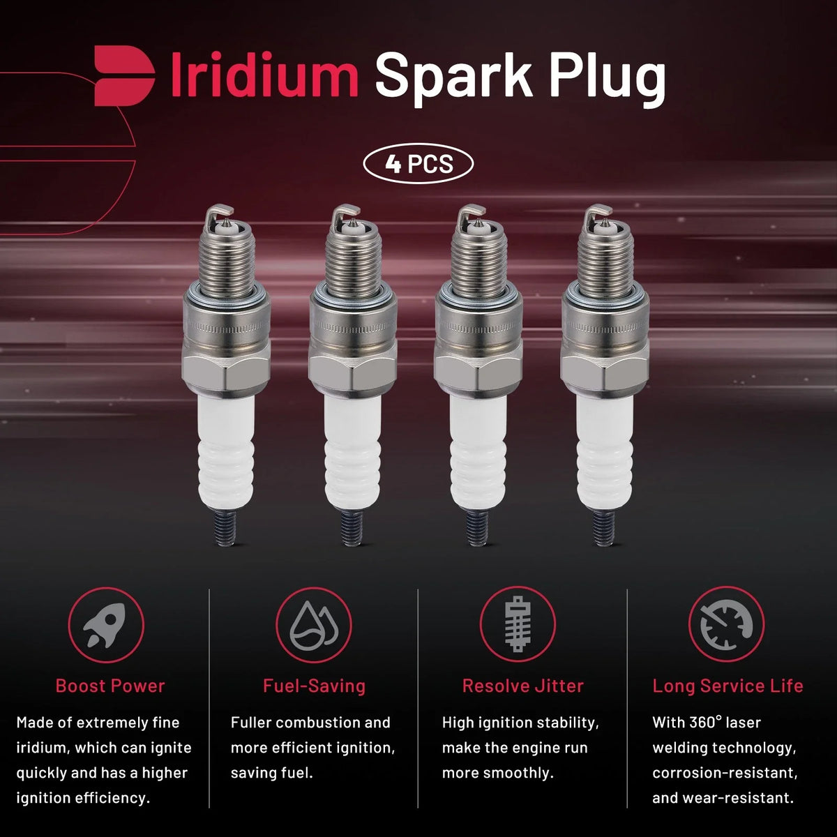 4-Pack Iridium Spark Plugs 2983 for Aston Martin DB2 DB3 1950-1955