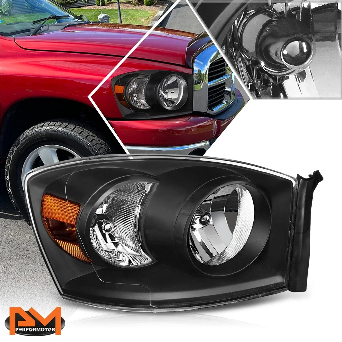 OE Style Right Headlight for 2006 Dodge Ram 1500 2500 3500 Black Housing