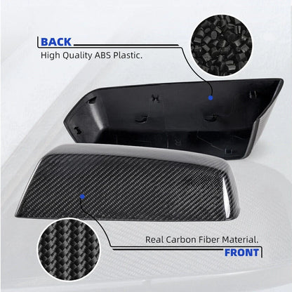 Set of 2 Glossy Carbon Fiber Mirror Caps for GMC Sierra Silverado 2014-2019