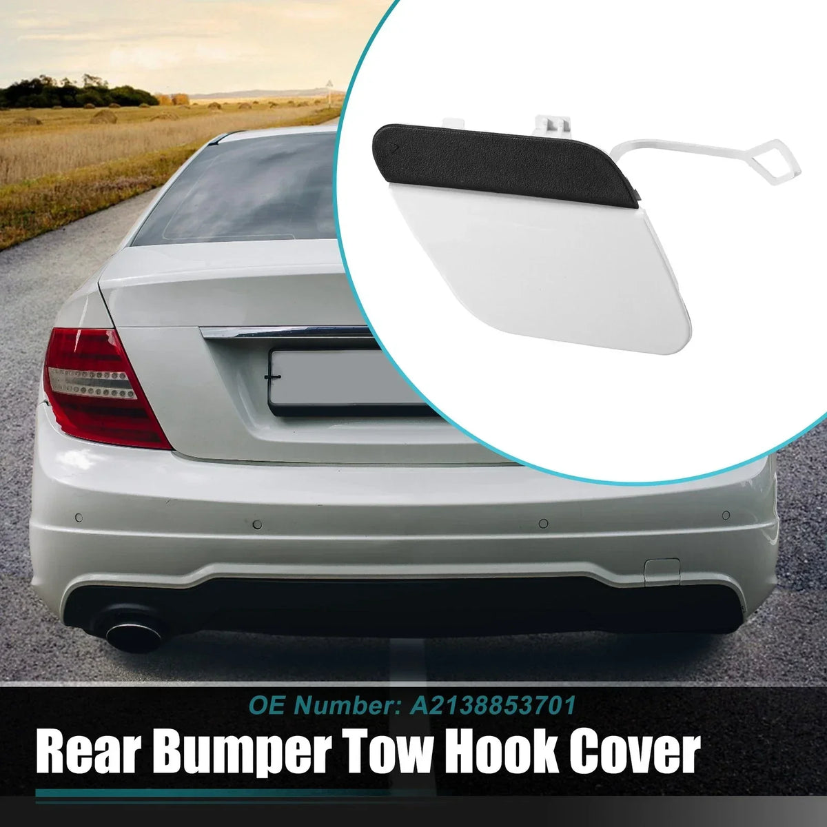 Tow Hook Cap for Rear Bumper - White for Mercedes E-Class 2017-2020