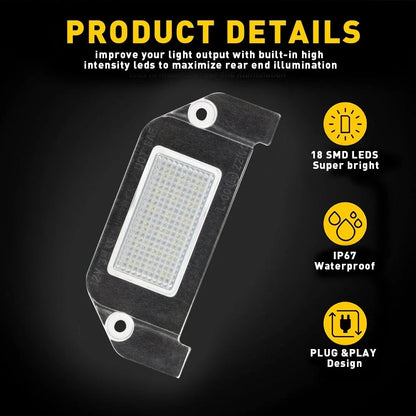White LED License Plate Light Replacement for 300, Sebring 2005-2014
