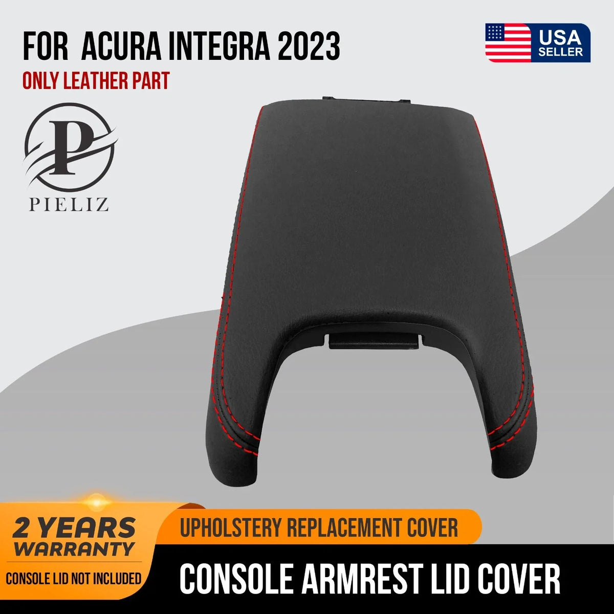 Console Lid Armrest Cover for Acura Integra (2023) Red Stitch