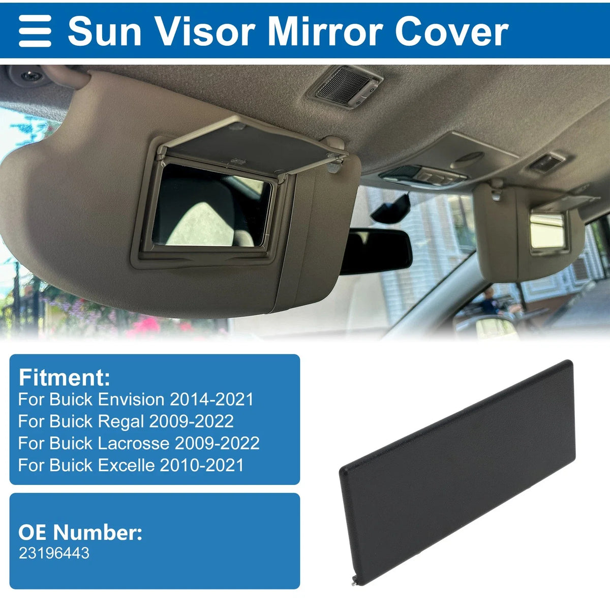 Sun Visor Mirror Cover for Buick Envision (2014–2021) No. 23196443 Black