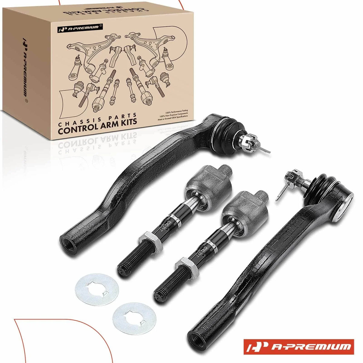 Set of 4 Inner & Outer Tie Rod Ends for Honda Accord (1998–2002)