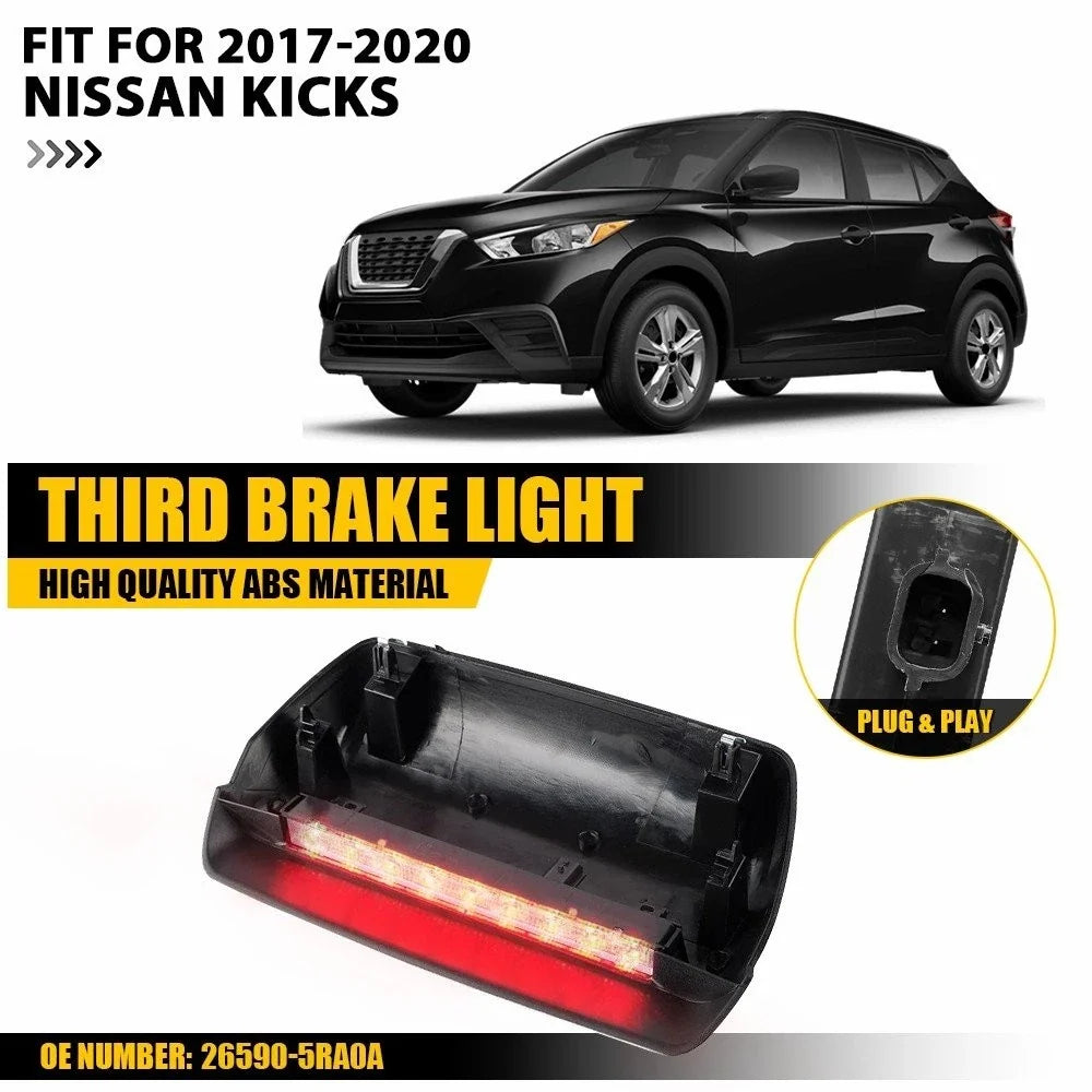 High Mount Third Brake Light for Nissan Kicks (2017–2020) - Red, ABS+PC