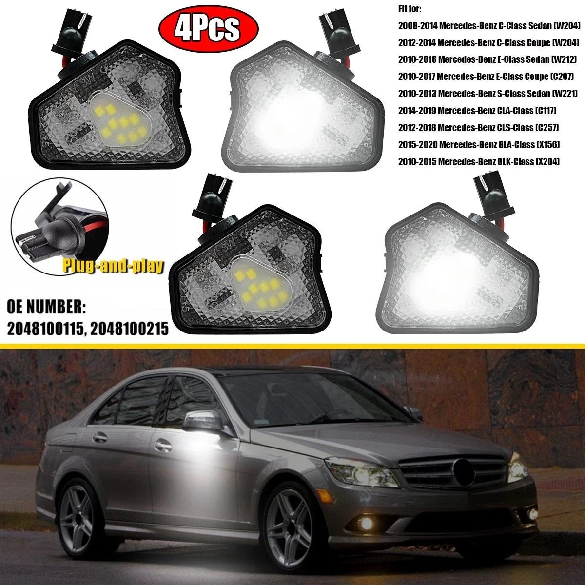 2X LED Puddle Lights for Mercedes-Benz W204 W212 C207 X156 X204 W221