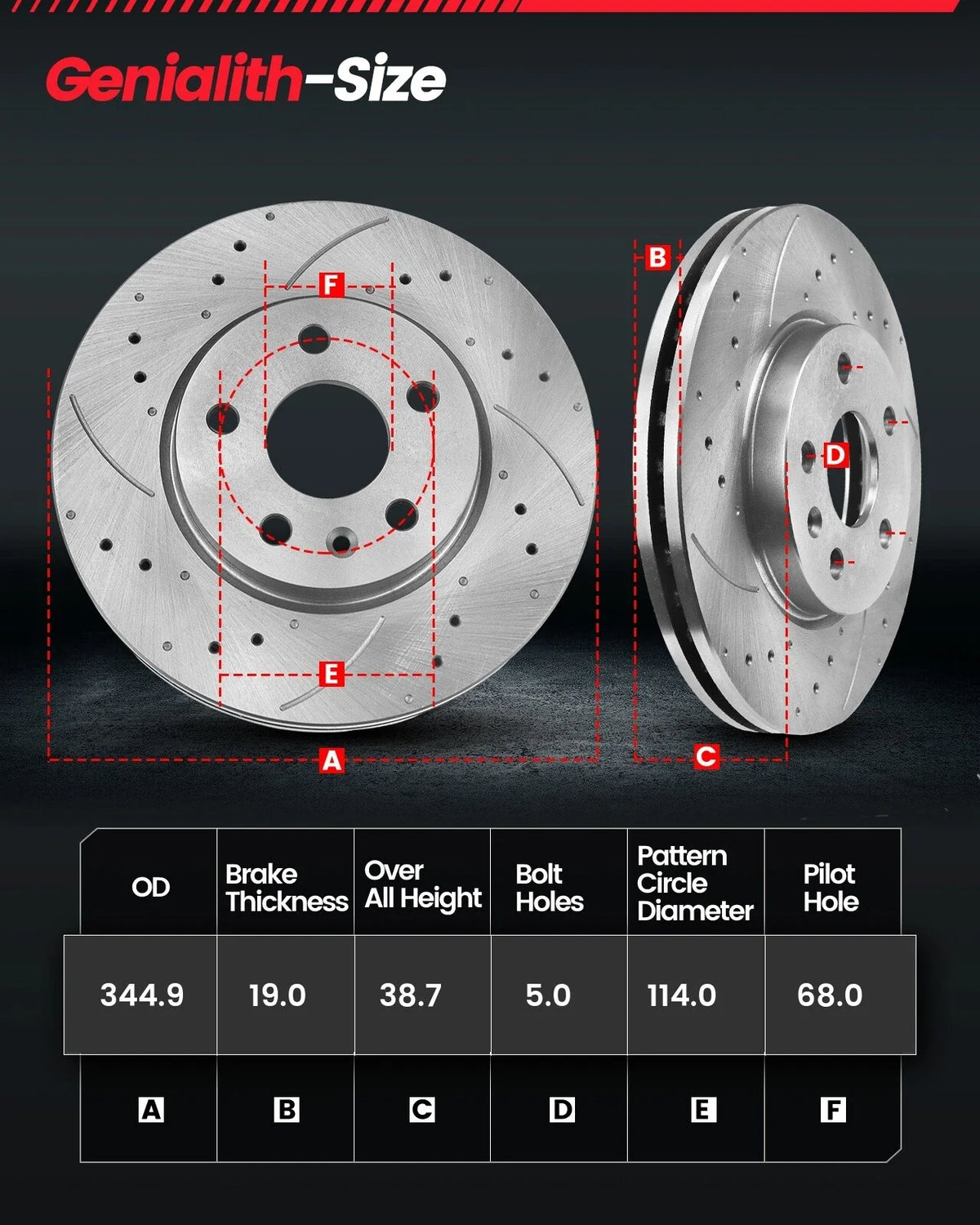 Rear Rotors & Ceramic Brake Pads Kit for Ford Taurus Explorer Flex (2008–2019)