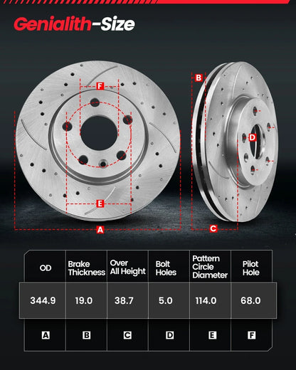 Rear Rotors & Ceramic Brake Pads Kit for Ford Taurus Explorer Flex (2008–2019)