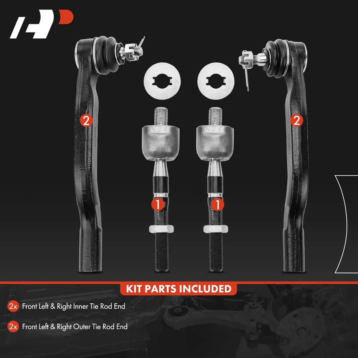 4-Piece Tie Rod End Set (Inner & Outer) for Honda Accord 1998-2002