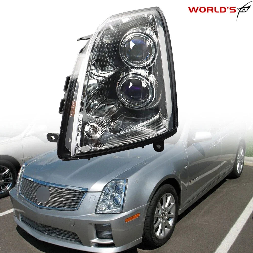Headlight Assembly for Cadillac STS (2005–2011) Halogen Black Housing Driver Side