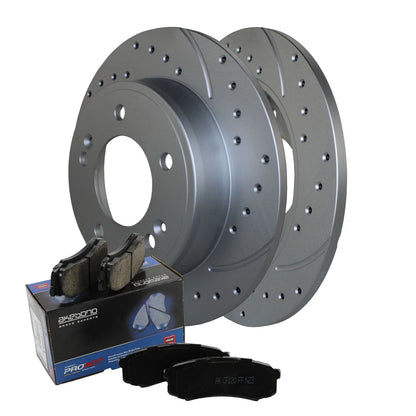 Rear Brake Kit - 4 Drilled Rotors & Akebono Pads for 2013-2017 Elantra GT