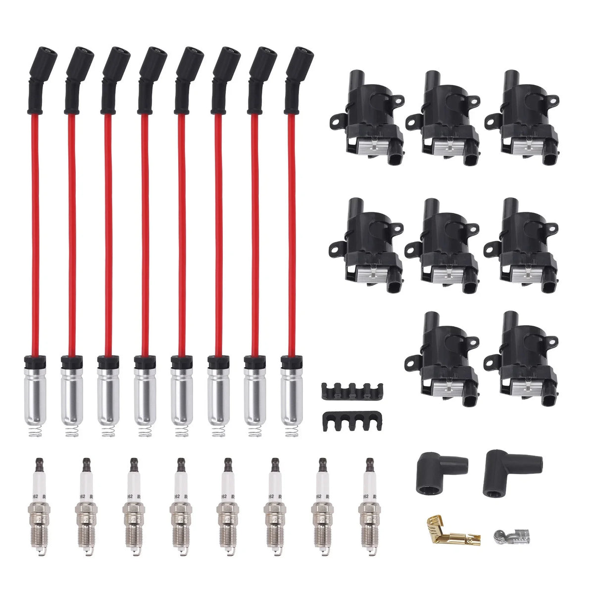 Set of 8 Ignition Coils, Spark Plugs & Wires for Chevy Silverado 1500