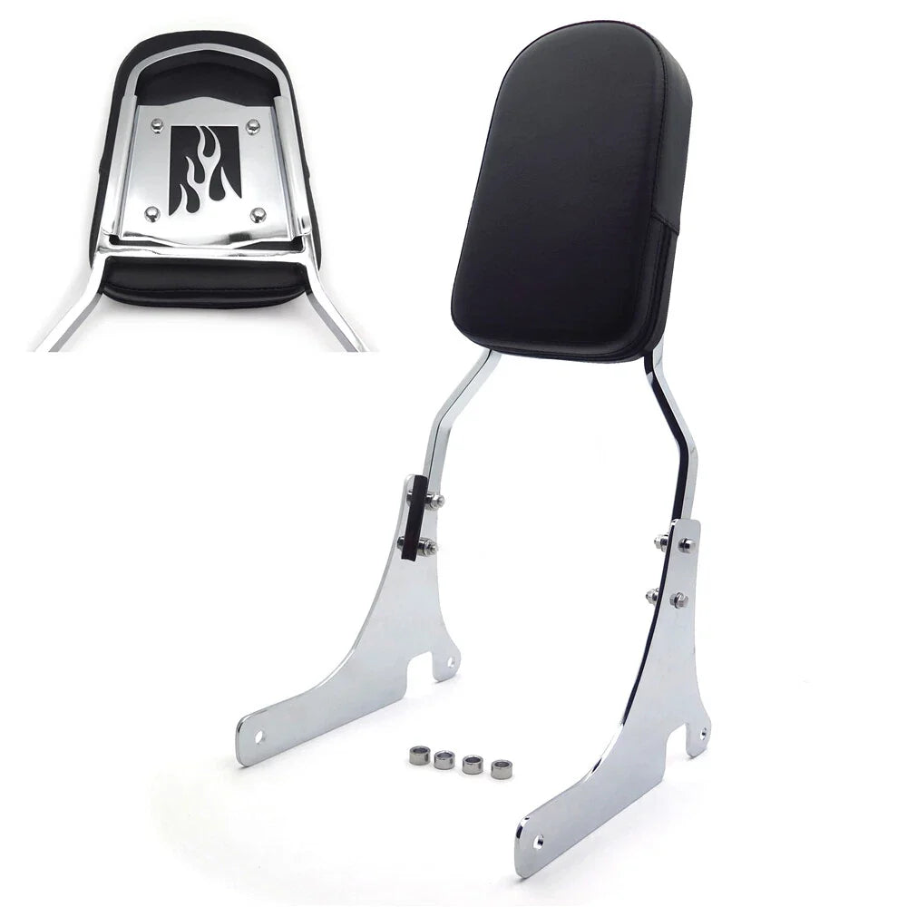 Sissy Bar Backrest with Chrome Flame Design for Kawasaki Vulcan 800 (96-06)