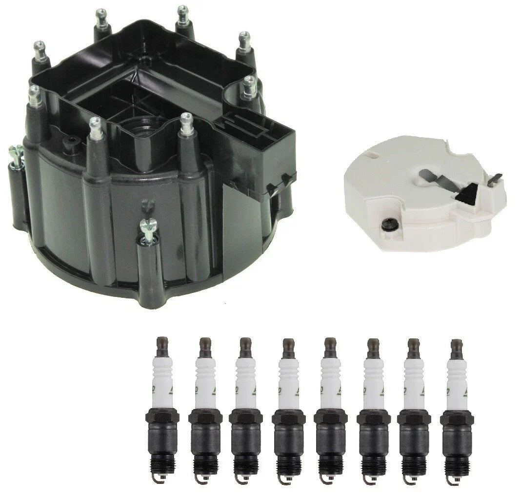 Distributor Rotor Cap & Spark Plugs Kit for Chevy C10 GMC C1500 K1500 (1973–1995)