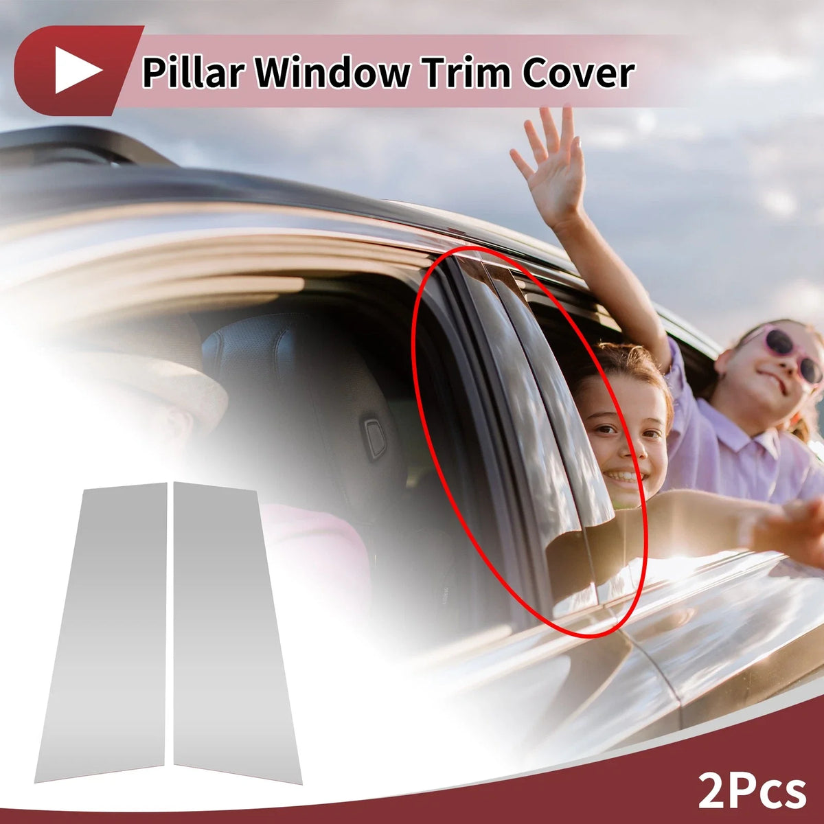 2 Pcs Car Door Pillar Window Trim for Volkswagen CC (2009–2018) Chrome