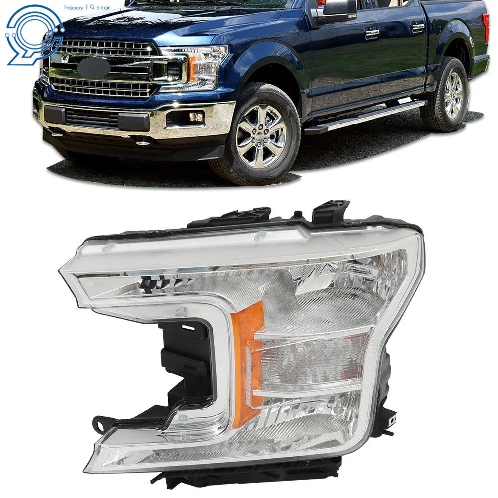 LH Halogen Headlight Assembly for Ford F150 (2018–2020) Clear Lens Chrome