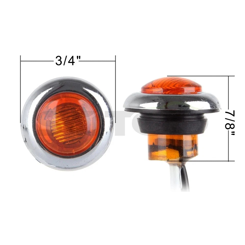 10PCS Amber 3/4" LED Side Marker Light for Freightliner