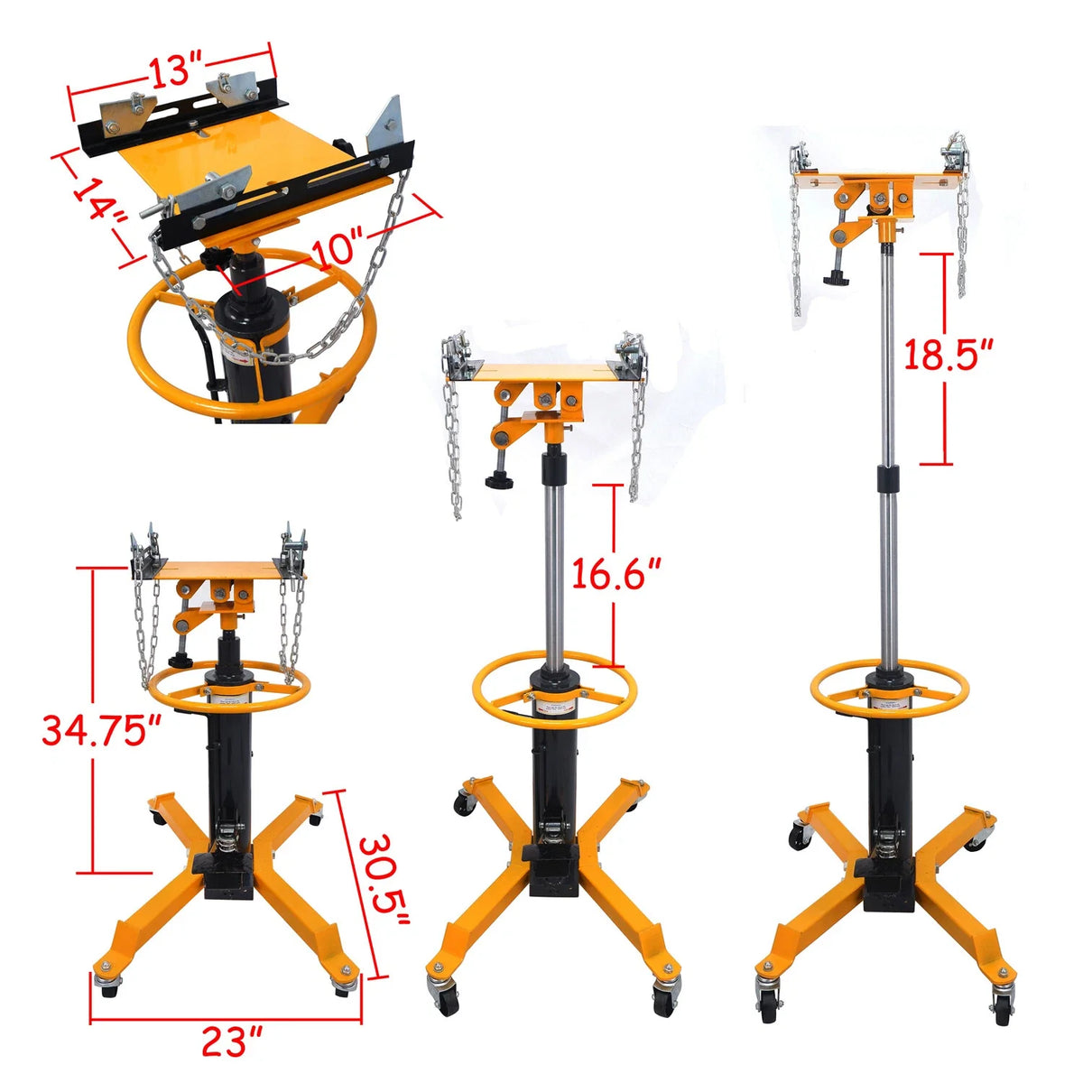 1100 lbs Hydraulic Transmission Jack - 2 Stage for Car Lifting