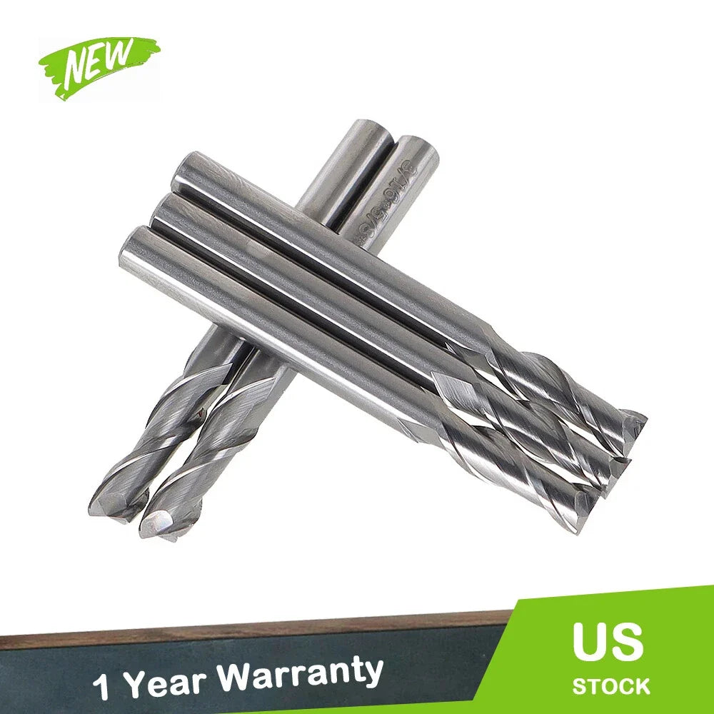 Set of 5 Carbide End Mills for Various Applications (3/16")