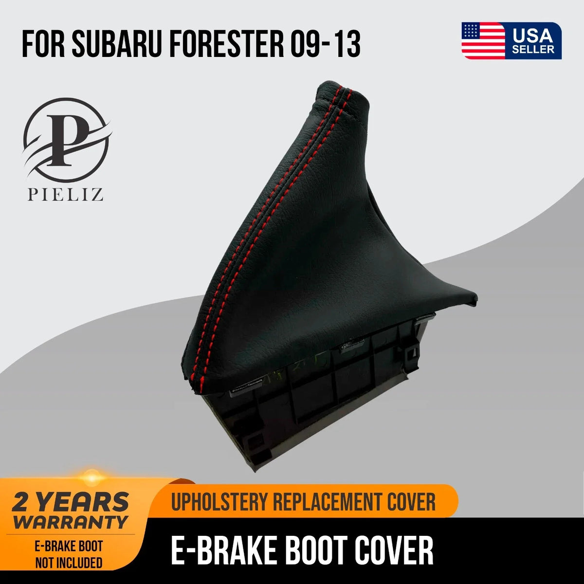 E Brake Boot Cover for Subaru Forester (2009–2013) Red Stitch PVC Leather